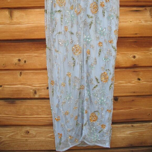 Mac Duggal 10808 Womens Blue Hand Beaded Floral Gown Dress Blue - Picture 13 of 16